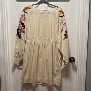 Free People Cream Dress with Embroidered Details